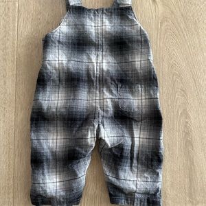 Janie and Jack plaid overalls